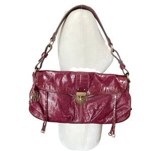 Hayden-Harnett Crackled Studded Patent Leather Bag Fuchsia